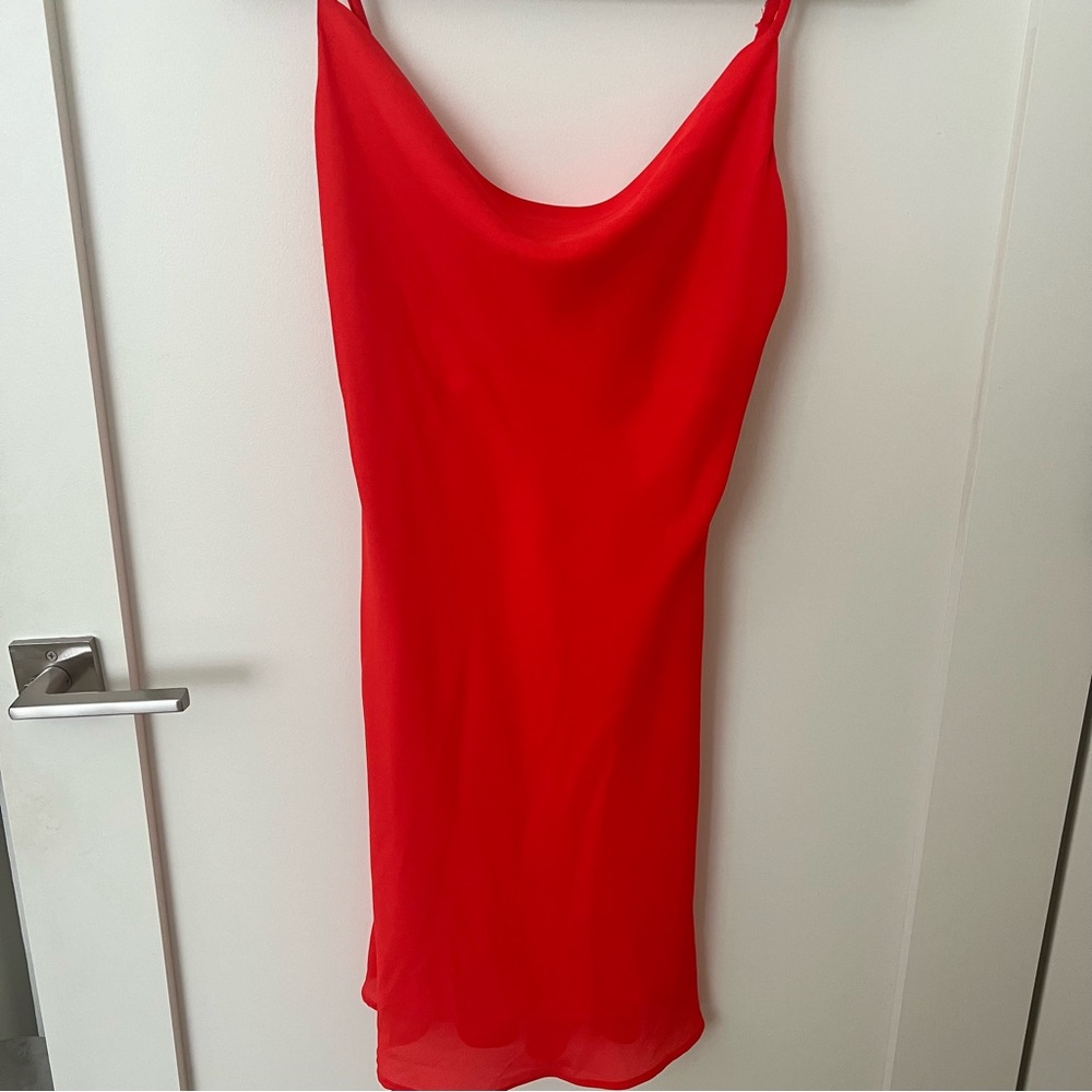 Aqua red cowl neck dress